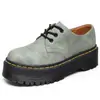 Sapatos Baixos de Couro com Padrão de Lona 1461 para Homens, Couro Genuíno, Estilo Britânico, Botas Curtas de Tamanho Grande, Bico Redondo, Unissex, Roupa Casual de Trabalho para Casais