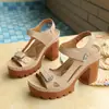 Sandalias Gruesas de Tacón Grueso para Mujer, Talla Grande, Estilo Europeo y Americano, con Correa de Velcro, Novedad Verano 2026
