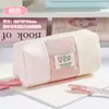 Estuche de Lápices Patchwork de Tres Colores con Estampado Floral y Bloques de Color, Estilo Coreano Ins Simple de Alto Valor, Caja de Lápices de Papelería Linda para Estudiantes con Asa