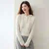 Novedad de Otoño Estilo Perezoso Suéter de Cachemir con Cordón para Mujer con Cuello con Capucha Ropa Interior Ropa Exterior Jersey Tejer Capa Base Superior