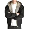 Jaqueta Curta Reversível Pied-de-Poule Masculina Outono Inverno Estilo Americano Pesada Rígida com Capuz Cardigan Moletom cleanfit