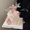 2026 Día de la Madre Hermosa Decoración de Pastel Acrílico Topper Feliz Día de la Madre Decoración con Cinta de Moño
