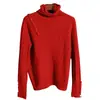 Suéter de Punto de Cuello Alto con Botón Diagonal 2026 Nuevo Estilo Suéter Rojo Elegante Versátil Ajustado Camisa Base Top