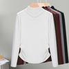 2026 Nueva Camiseta de Moda para Mujer con Cuello Medio Alto y Mangas Largas, Estilo Primavera, Elegante, Mangas Caídas, Ceñida a la Cintura, Top Adelgazante 1688