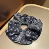 Goma de pelo Retro Paisley Azul Marino Estilo Coreano Accesorio para el Cabello Nuevo Versátil Moño Cuadrado Bufanda