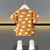 Roupa de Bebê da Moda Camiseta de Manga Curta Verão Algodão Puro Top para Bebê Infantil Manga Curta Meninos Meninas