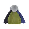 Jaqueta Externa Respirável Color Block da Moda e Chamativa para Meninos Wulibu, Casaco com Capuz Solto Tendência para Crianças na Primavera e Outono