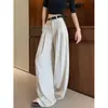 Elegantes Pantalones de Traje de Mujer de Longitud al Suelo con Caída, Novedad Verano 2026 de Cintura Alta Adelgazantes de Pierna Ancha Casuales A13155