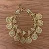 Pulseras y Tobilleras Vintage de Monedas Transfronterizas, Joyería India Tallada en Metal para Danza, Accesorios Personalizados Europeos y Americanos, Accesorios de Moda para Mujer de Comercio Exterior