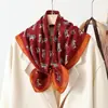 Bufanda de Seda Imitación Terciopelo para Mujer, Estilo Retro Nuevo, Estampado Patchwork, 90cm Doble Cara, Bufanda Cuadrada Grande Bicolor, Toalla de Playa para Viaje, Protección Solar