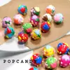 Flor de Tulipan Joyería de Cuentas Pintada a Mano DIY Hecho a Mano Colorido Agujero Recto Aretes de Cuentas Pulsera Collar Cadena para Teléfono Móvil Cuerda