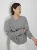 Suéter de Lana Otoño e Invierno para Mujer Tejido de Manga Larga Holgado Suéter de Cachemir Color Sólido Grueso Versátil Cómodo Agradable a la Piel Estilo Perezoso