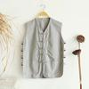 Roupa Tang de Algodão e Linho de Verão Colete Masculino para Jovens Colete com Fecho Estilo Chinês para Homens de Meia-idade e Idosos Blusa sem Mangas