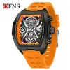 Reloj de Venta Caliente Transfronterizo Ofns, Reloj de Estudiante Moderno con Esfera Grande en Forma de Barril, Reloj de Cuarzo para Hombre Luminoso Personalizado con Láser