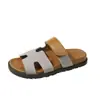 Chinelos Femininos Tamanho Grande 25 Novo Modelo, Bloco de Cores Casuais Versáteis Sola Grossa Velcro Moda Sandálias de Praia Atacado