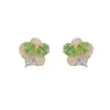 Pendientes de Botón de Cristal Hechos a Mano con Forma de Pétalo y Circonita, Estilo Francés de Lujo Ligero, Temperamento, Moda, Versátiles para el Viaje Diario, Accesorios para Orejas