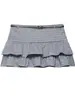 Moda Femenina Verano 2026 Estilo Europeo y Americano Falda de Cuadros con Cinturón, Falda Corta, Falda de Volantes, Estampado de Cuadros