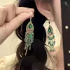 Pendientes Largos con Borlas Bohemios del Mago de Oz, Pendientes Femeninos, Pendientes Retro Verdes de Alta Gama