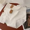 Blanco puro, Grado A, algodón sin blanquear, tiro medio, bragas de triángulo sin costuras, diseño simple y elegante, refuerzo antibacteriano 7A, ropa interior femenina transpirable y amigable con la piel
