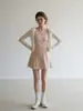 2026 Nuevo Elegante y Romántico Retro Rosa y Blanco Floral Tirantes Finos Cintura Ceñida Tejido Fino Dulce Vestido de Vacaciones