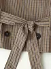 Fábrica de Origen Transfronteriza Otoño 2026 Nueva Ropa de Mujer Europea y Americana Retro Cuadros Solapa Botones Arriba Corta Con Cordones Cortavientos