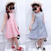 Vestido Listrado Sem Costas para Meninas Vestido Princesa 26 Verão Novo Estilo Comércio Exterior Roupas Infantis Atacado 3-9 Anos