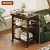 Mesa de Chá Pequena Móvel Mesa de Café Mesa Lateral de Sofá para Sala de Estar Mesa Pequena de Casa Estilo Retrô Mesa Dobrável Multifuncional para Varanda
