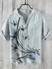 Lo más vendido del verano Amazon comercio electrónico transfronterizo Serie de paisajes Guofeng Camisa de hombre nueva con cuello en V e impresión digital 3D