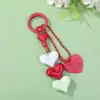 Llavero Colgante de Corazón Apilado de Resina Colorida DIY Cuentas Anilla de Resorte Lindo Decoración Unisex para Bolsa