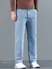 Jeans masculino novo estilo para atacado de primavera e outono, marca de alta qualidade da moda, perna larga solta, calça masculina reta versátil da nova moda