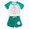 Conjunto infantil de manga curta com estampa de desenho Hello Kitty Verão 2023 novo conjunto de duas peças com shorts finos da moda para meninas