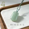 Colar com Pingente de Cabacinha de Jade Aventurina Natural, Novo Estilo Chinês Pingente de Jade Verde, Acessório de Corrente para Clavícula, Presente Verde Lago