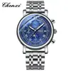 Reloj Multifuncional para Hombre CHENXI Luz de Mañana Fase Lunar con Esfera Grande, Cronógrafo, Calendario, Versátil para Vestir Formal de Negocios, Reloj de Cuarzo
