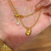 Colar com pingente de cabaça de zircônia galvanizada em ouro real 18k Novo estilo chinês Corrente de clavícula elegante e luxuosa Colar de combinação completa da moda
