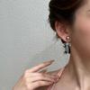 Pendientes largos con borlas y lazo de perla gris de sensación fresca para mujer, pendientes de amor, nuevo estilo 2024, pendientes de temperamento atractivo