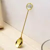 Colher de Flor de Dente de Ametista Natural Colher para Sorvete Sobremesa Colher de Sopa para Mexer com Cabo Longo Esculpida Criativa Fabricante Atacado
