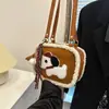 Bolso de felpa de lana de cordero para mujer, nuevo de otoño e invierno, estampado de leopardo, bolso de hombro de moda, retro, gran capacidad, bolso cuadrado pequeño cruzado, lindo