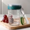 Copo de Vidro Transparente para Aveia com Tampa, Copo Selado para Café da Manhã, Pote Mason, Copo Grande para Salada Doméstico, Copo para Iogurte Atacado