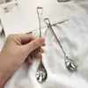 Cuchara para Hielo de Acero Inoxidable, Cuchara Creativa para Café, Cuchara para Condimentos de Mango Largo al por Mayor, Cuchara para Postres con Forma de Corazón, Cuchara para Mezclar de Aspecto Elegante, Regalo