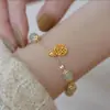 Diseño estilo palacio Pulsera de campana de jade anti-Hetian, Pulsera versátil vintage con carácter de fortuna, Sensación de alta gama, Ropa Hanfu para mujer, Lujo ligero, Pulsera de amistad