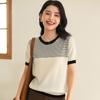 Camisa básica listrada de manga curta para o verão de 2024, estilo vento suave, solta, fina, tamanho grande, uma geração de cabelo