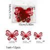 Calcomanías de Pared Decorativas de Mariposas Estéreo Rojo Púrpura de Una Capa Serie de San Valentín Mariposas Doradas Brillantes Juego de 12