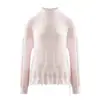 Suéter de punto hueco para mujer, mezcla de cachemira y seda de morera, cuello alto tipo pétalo, detalles de ganchillo, estilo lindo y dulce