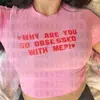 Camiseta corta de mujer con bordado de letras, estilo ins europeo y americano, nueva, de manga corta, corte ajustado, top versátil, venta al por mayor
