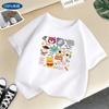 Camiseta de algodón de manga corta con cuello redondo para primavera y verano de 2023, tendencia de dibujos animados, ropa informal de dibujos animados para niños y niñas.