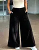 Pantalones de pana de pierna ancha para mujer 2026 Cintura alta Cintura elástica Bolsillos grandes Caída larga Ropa para mujer transfronteriza Al por mayor en stock