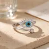 Anel Aberto Estilo Europeu Borboleta Abelha Zircônia Colorida Banhado a Ouro 18K Ajustável Anel Colorido de Pedra Preciosa para Mulheres