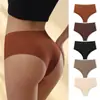 Ropa Interior de Seda de Hielo Sin Costuras de Talla Grande para Mujer, Calzones de Talla Grande de Cintura Baja, Entrepierna de Algodón Puro, Transpirable, Secado Rápido, Ropa Interior Deportiva para Yoga