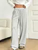 Suministro exclusivo transfronterizo: Pantalones deportivos rectos de encaje en la cintura, estilo europeo y americano, color gris, de pierna ancha, corte holgado, disponibles para dropshipping