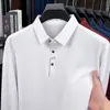 Camisa polo sin costuras de manga larga transfronteriza nueva, colección otoño 2026, camiseta de manga larga casual de negocios para hombre con cuello camisero